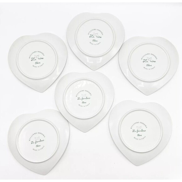 Williams Sonoma Berry Heart Shaped Plates Fruit Dessert Snack Japan 7" Set Of 6 - Picture 6 of 10